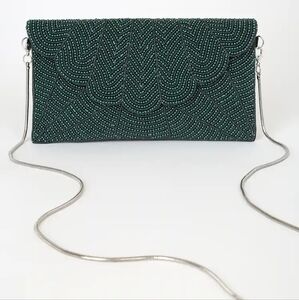 Junipero Emerald Green Beaded Clutch